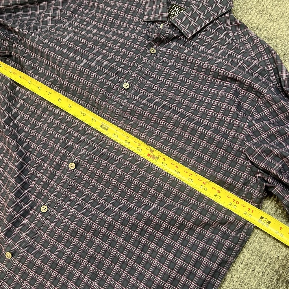 Jos A Bank Traveler Men Large Plaid Button Down‎ Shirt Travel Tech Tailored Fit - Picture 6 of 7